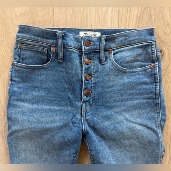 Madewell 10” High Rise Skinny Jeans - Vintage Wash Buttonfly Fray Hem 28 - Picture 3 of 7